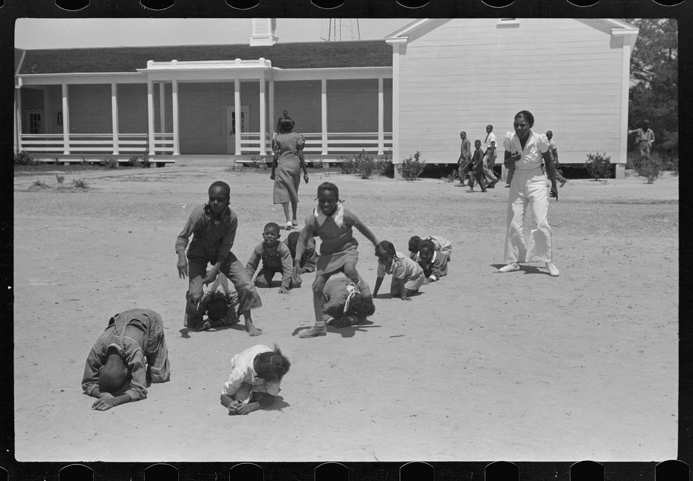 [Untitled photo, possibly related to: Supervised games with schoolchildren, Gees Bend, Alabama]. Sourced from the Library of…