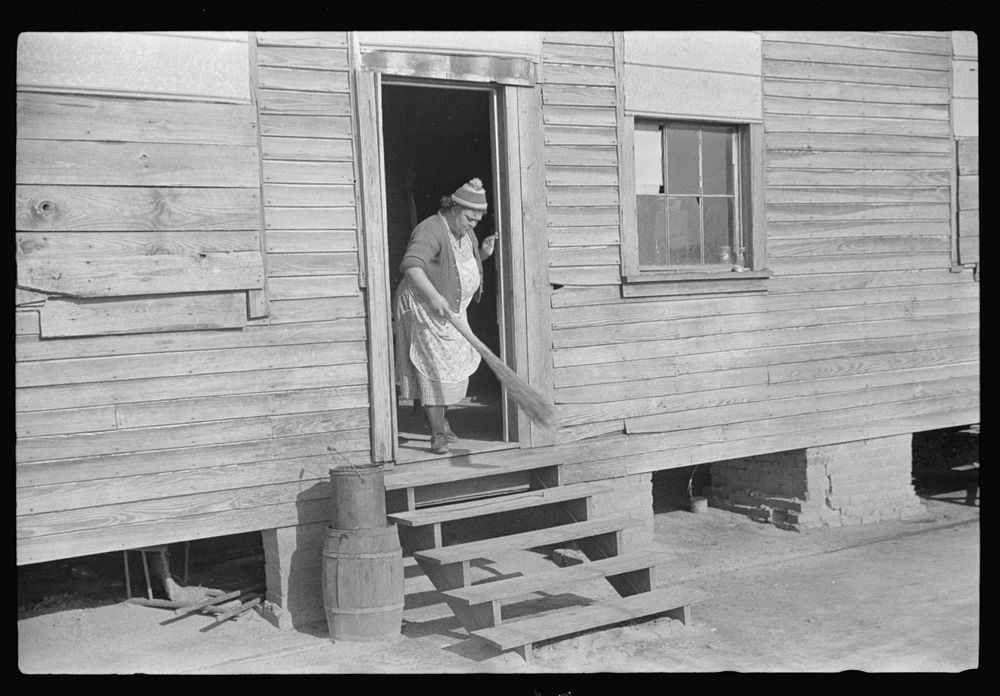 [Untitled photo, possibly related to: Mixed-breed Indian, white and , near Pembroke Farms, making new chair seat. North…