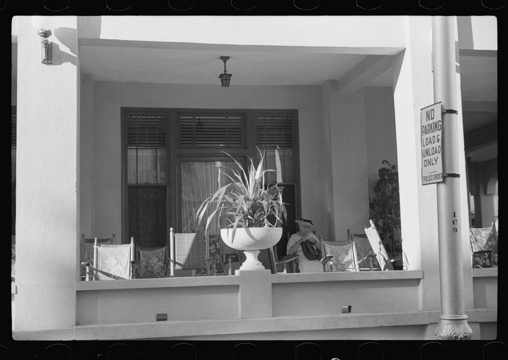 Hotel porch. Miami, Florida. Sourced from the Library of Congress.