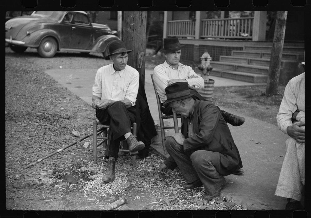Picketing. Copper miners on strike waiting for scabs to come out of mines. Ducktown, Tennessee. Sourced from the Library of…