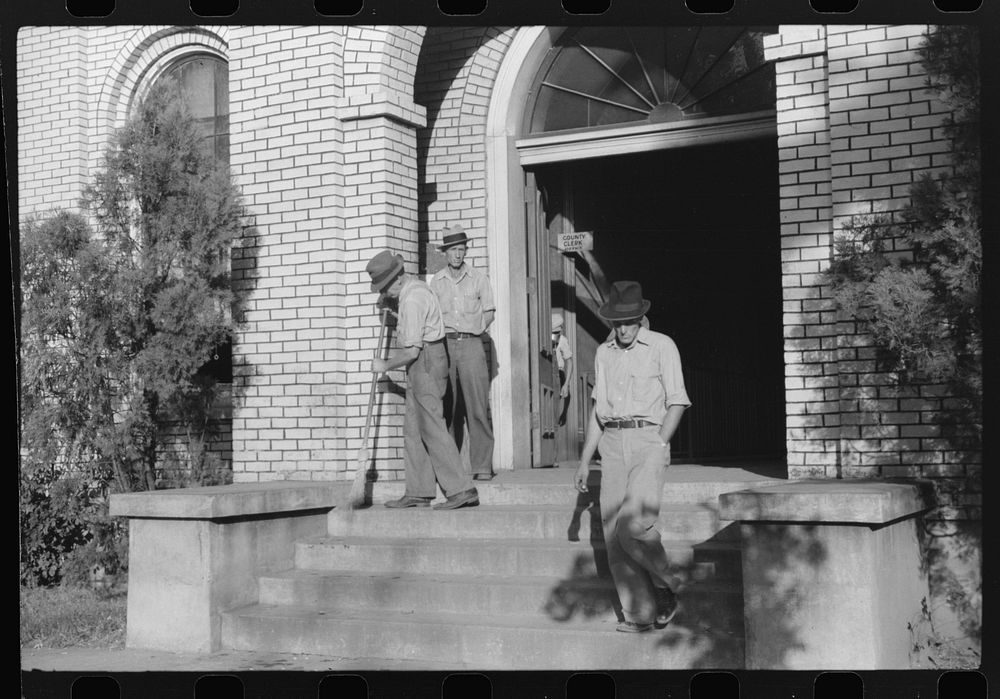 [Untitled photo, possibly related to: Courthouse steps, Lexington, Mississippi Delta, Mississippi]. Sourced from the Library…