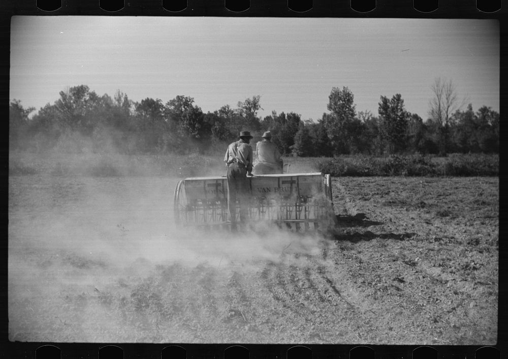 Planting oats on plantation after cotton harvest is over,  Mileston, Mississippi Delta, Mississippi. Sourced from the…