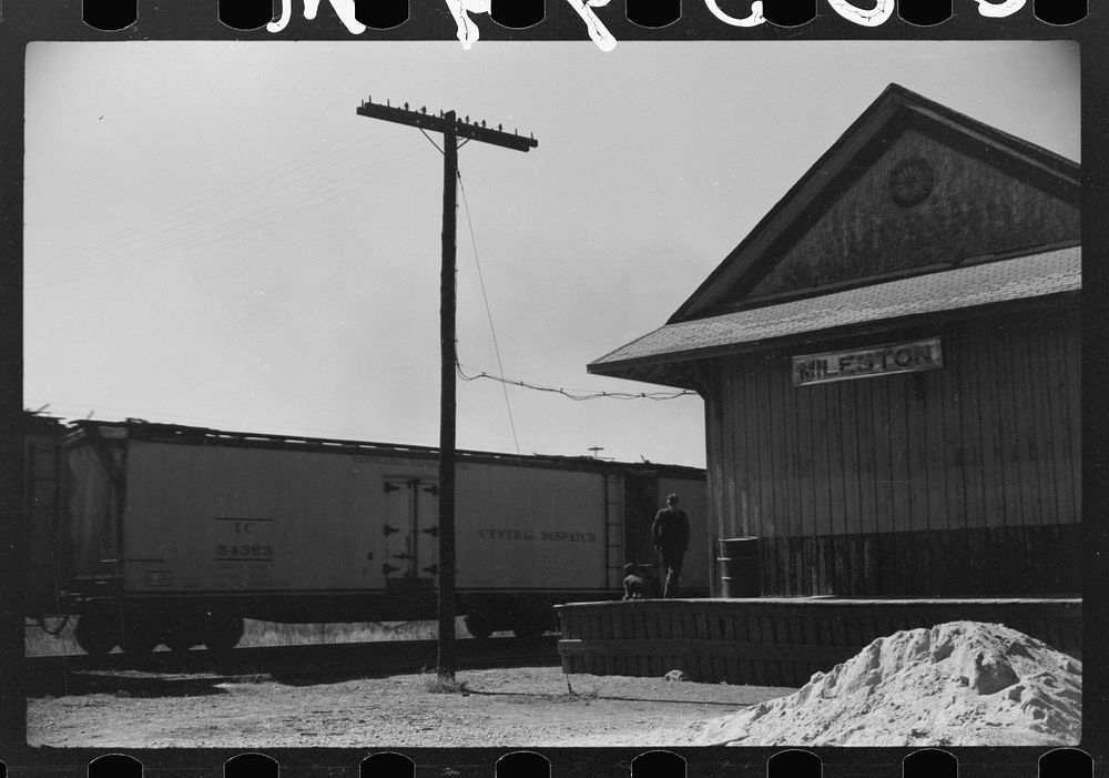 [Untitled photo, possibly related to: Railway station on cotton plantation, Mileston Plantation, Mississippi Delta…