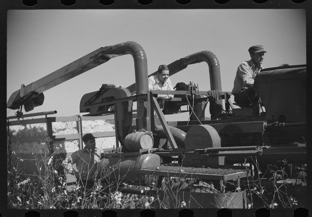 Rust cotton picker on Cloverdale Plantation, Clarksdale, Mississippi Delta, Mississippi. Sourced from the Library of…