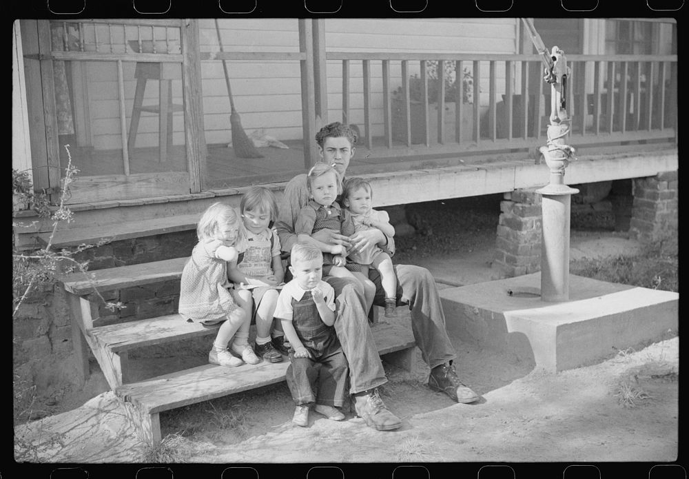 Some of the children of the Wilkins clan on corn shucking day, Tally Ho, near Stem, Granville County, North Carolina.…