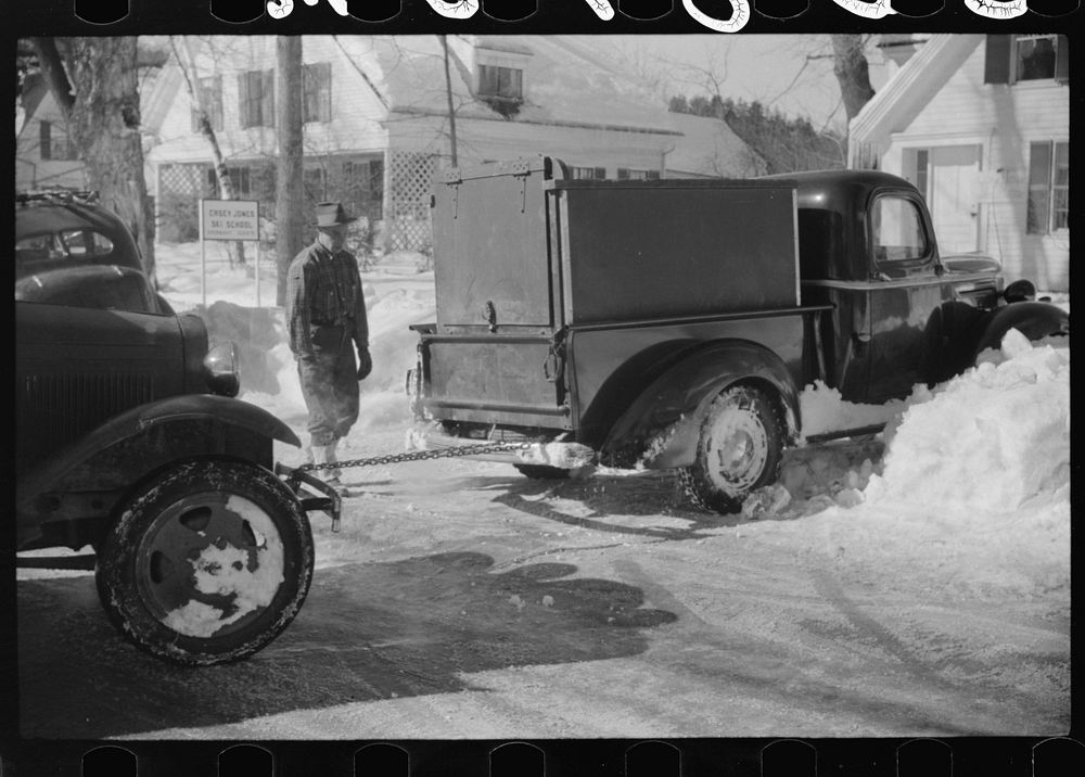 [Untitled photo, possibly related to: Delivery truck in the driveway. Woodstock, Vermont]. Sourced from the Library of…