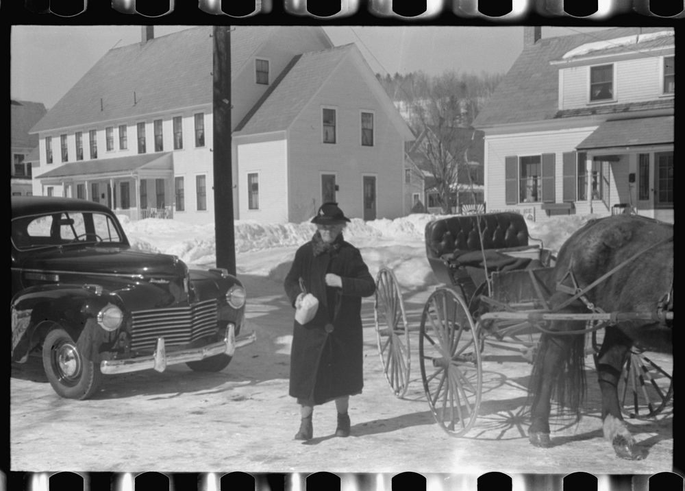 [Untitled photo, possibly related to: Going to town on a very cold day. Woodstock, Vermont]. Sourced from the Library of…