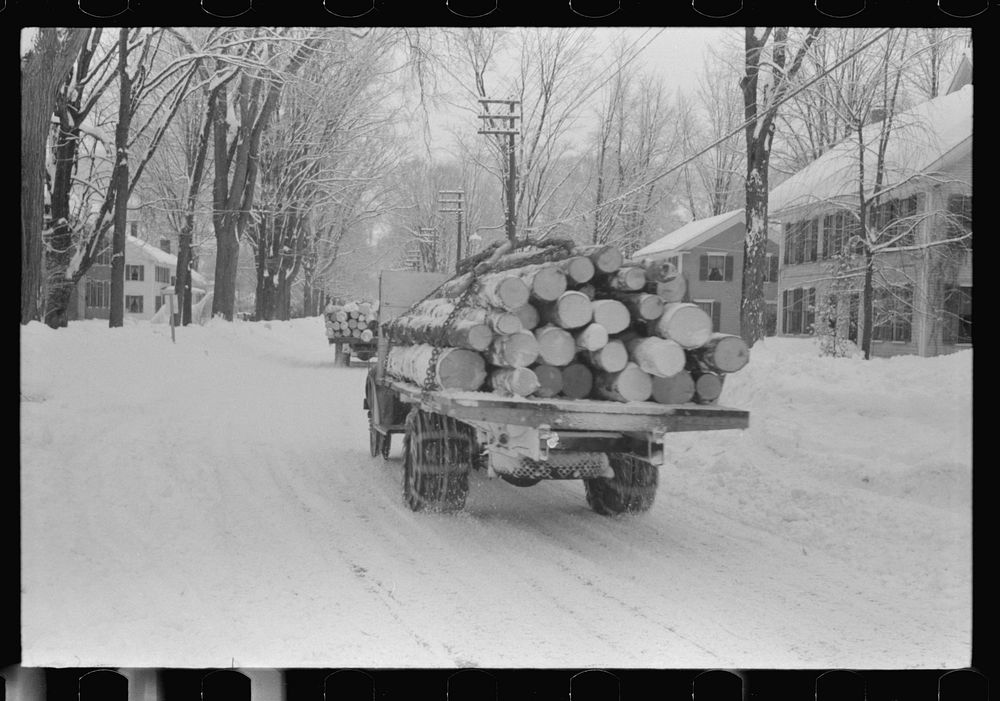 Hauling logs to the mill. Woodstock, Vermont by Marion Post Wolcott