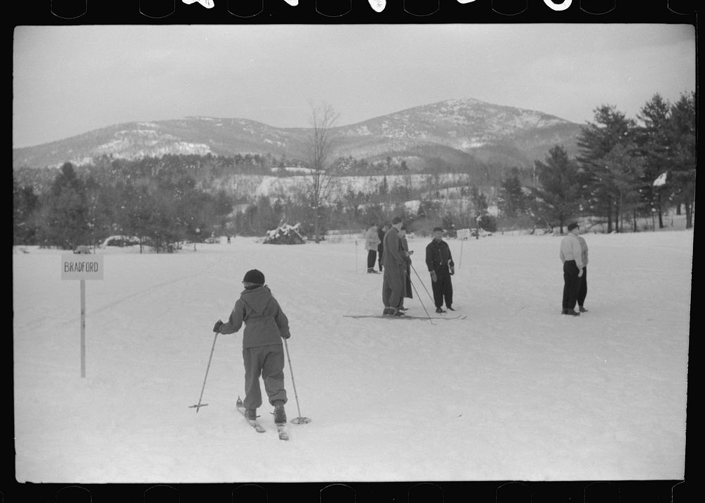 [Untitled photo, possibly related to: Local schoolchildren of North Conway, New Hampshire, have ski races on Saturdays on…