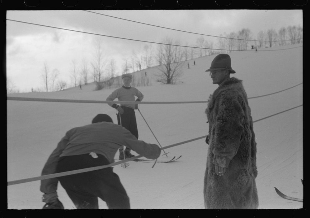 [Untitled photo, possibly related to: On Saturday afternoon many high school students come to Dickinson's farm to ski. Mr…