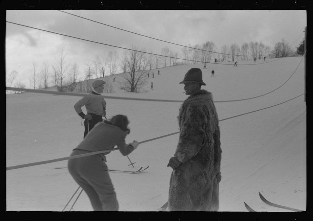 [Untitled photo, possibly related to: On Saturday afternoon many high school students come to Dickinson's farm to ski. Mr…