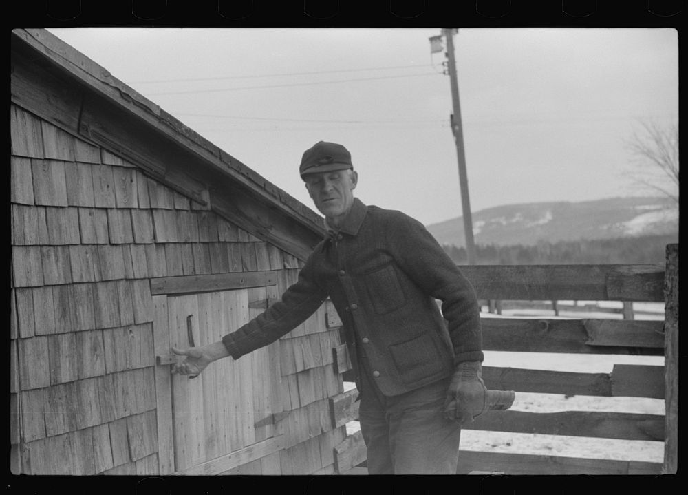 [Untitled photo, possibly related to: Farmer and town selectman who is taking spring inventory, Lisbon, near Franconia, New…