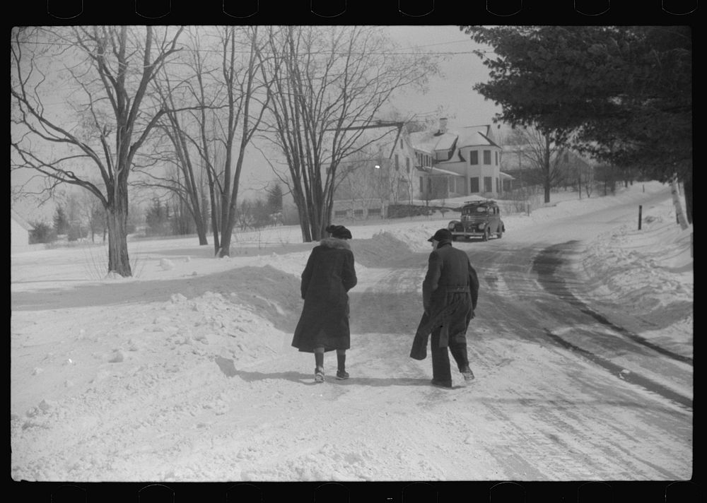 Townspeople going home after Easter Sunday Church services. Sugar Hill, near Franconia, New Hampshire. Sourced from the…