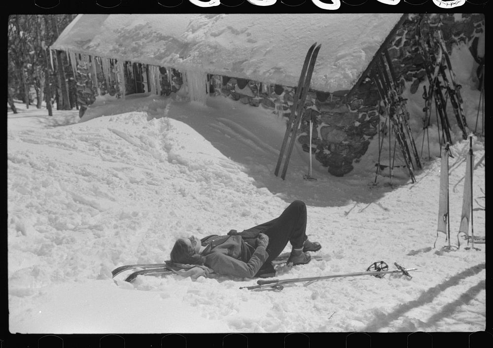 Forest ranger's hut also used by skiers in the winter, near the top of Mount Mansfield, Smuggler's Notch, Vermont. Sourced…