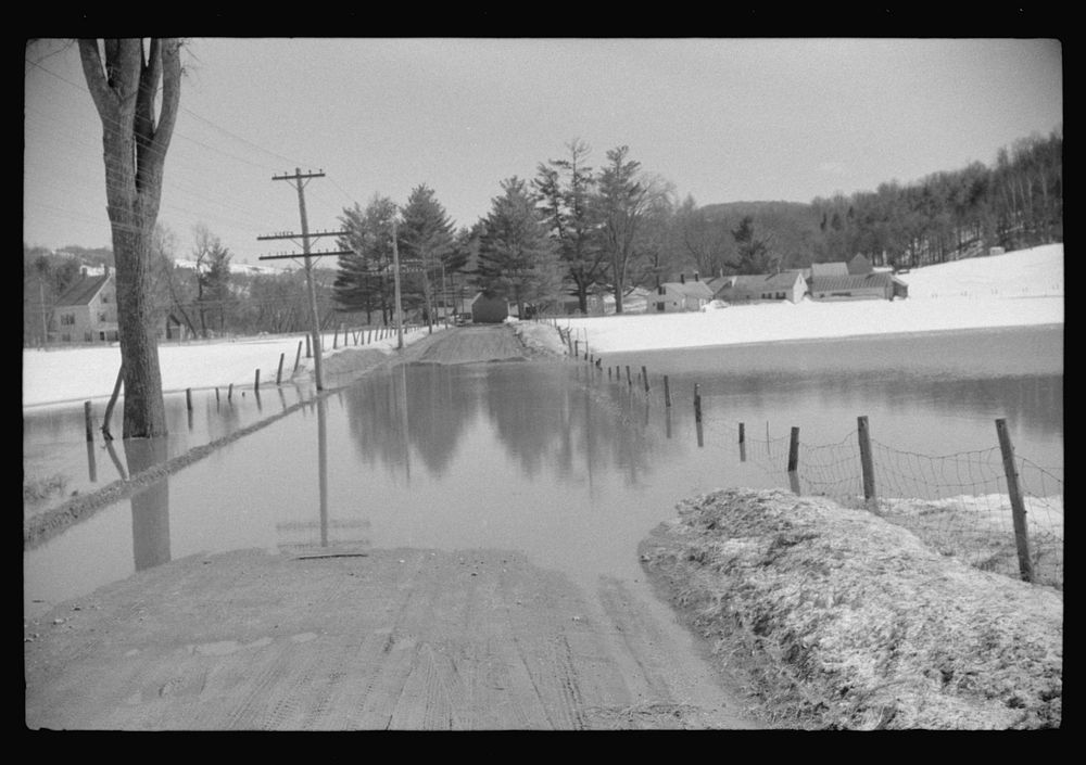 Spring thaw in farmland near Woodstock, Vermont. Sourced from the Library of Congress.