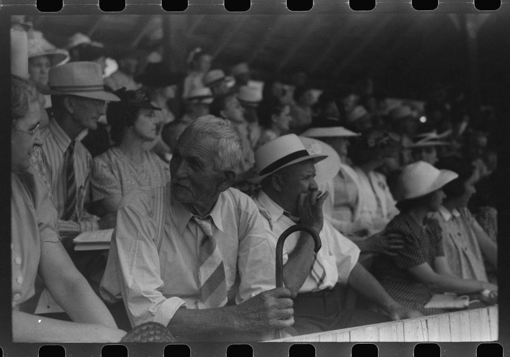 [Untitled photo, possibly related to: Spectators at Shelby County Horse Show and Fair. Shelbyville, Kentucky]. Sourced from…