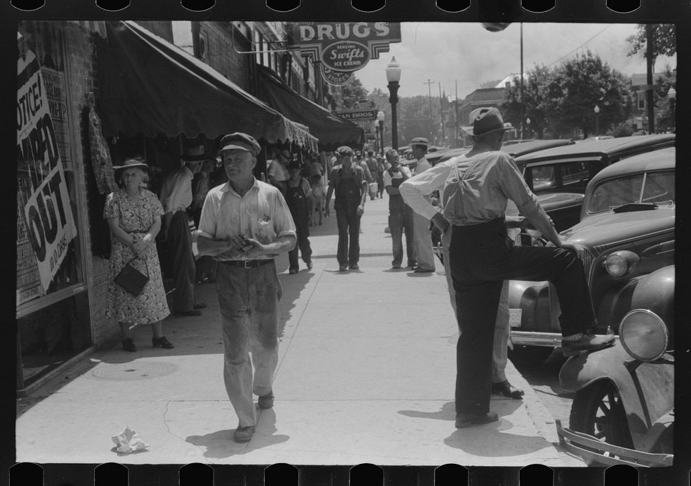 [Untitled photo, possibly related to: Farmers in town on Saturday afternoon. Russellville, Kentucky]. Sourced from the…