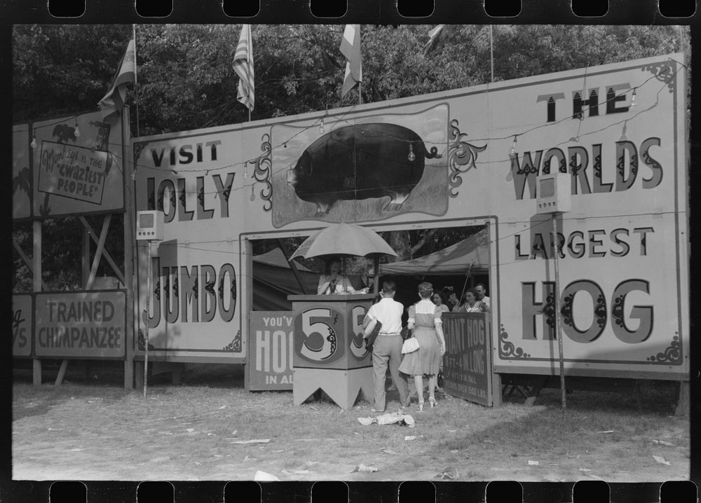 Midway and carnival, Shelby County Fair and Horse Show, Shelbyville, Kentucky. Sourced from the Library of Congress.