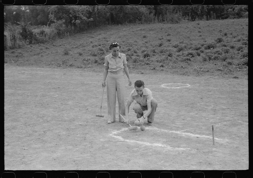 [Untitled photo, possibly related to: Playing croquet at American Legion fish fry, Oldham County, Post 39, near Louisville…