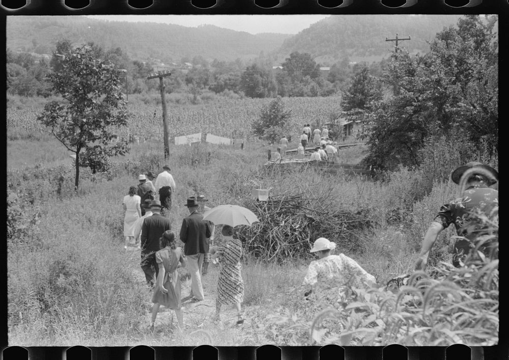 [Untitled photo, possibly related to: Mountain people leaving the Primitive Baptist Church in Morehead, Kentucky and going…