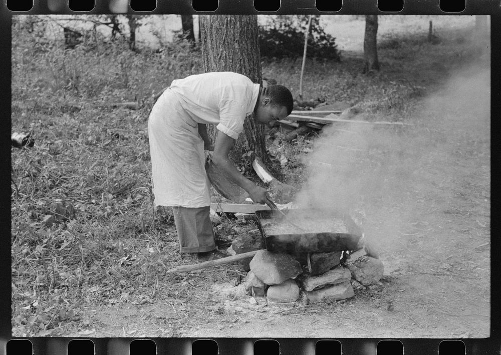 [Untitled photo, possibly related to: American Legion fish fry, Oldham County, Post 39, near Louisville, Kentucky]. Sourced…