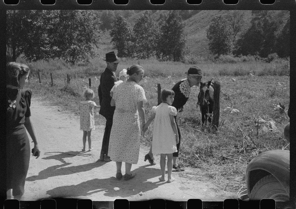 [Untitled photo, possibly related to: Mountain people leaving the Primitive Baptist Church in Morehead, Kentucky, and going…