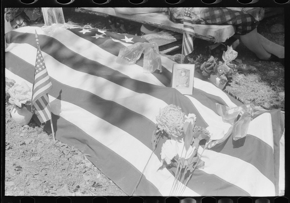 Grave decorated for a memorial meeting held annually for the deceased of each family, particularly in the summer and early…