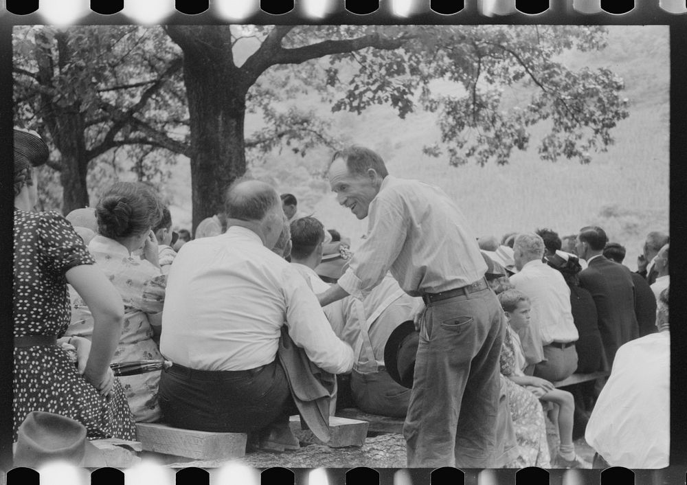 [Untitled photo, possibly related to: Preacher, relatives and friends of the deceased at a memorial meeting near Jackson…