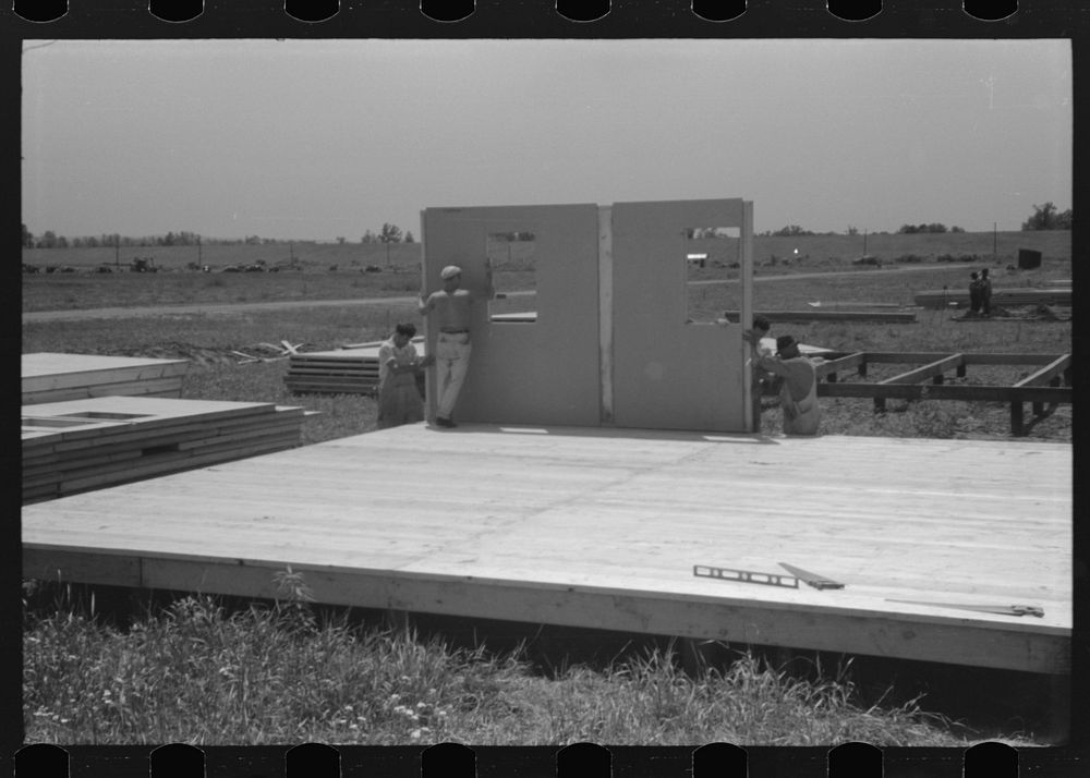 Prefabricated defense housing under construction near airport, Hartford, Connecticut. Constructed and managed by FSA (Farm…