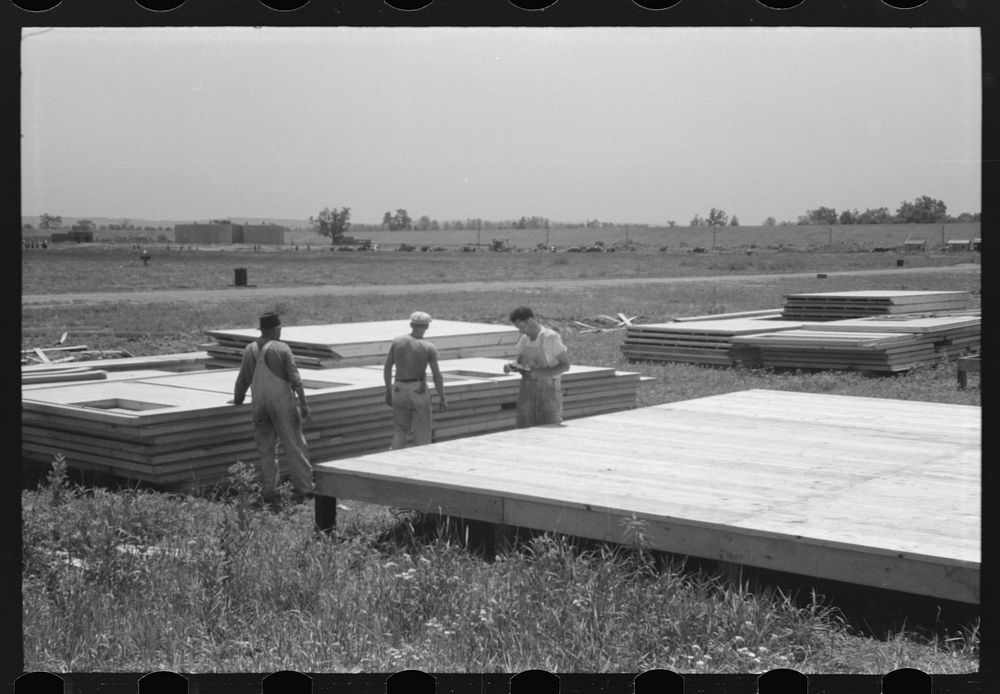 [Untitled photo, possibly related to: Prefabricated defense housing under construction near airport, Hartford, Connecticut.…