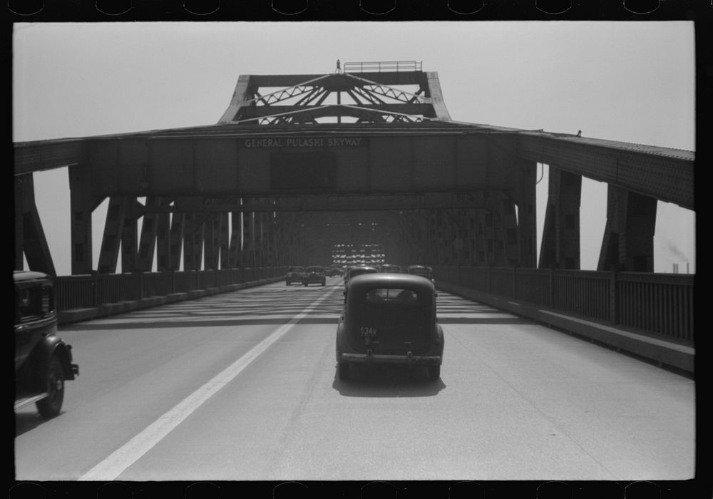 Pulaski Skyway from New York City to New Jersey. Sourced from the Library of Congress.