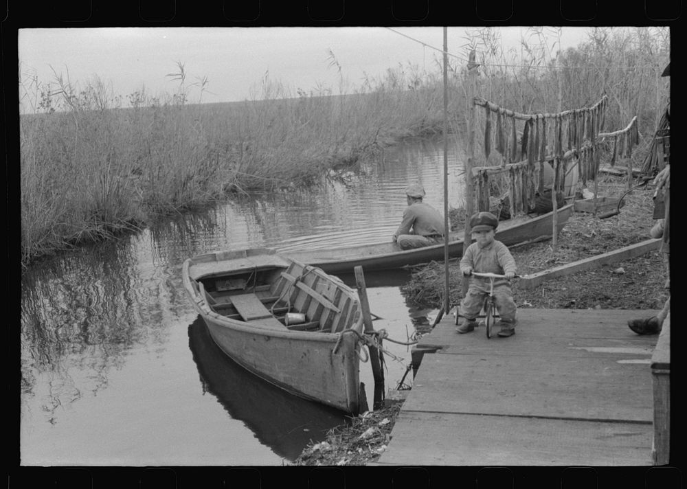 [Untitled photo, possibly related to: Spanish muskrat trappers' camp on bay or in marshes near Delacroix Island, Louisiana].…