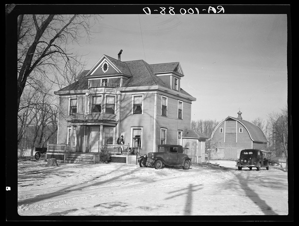 House of H.H. Tripp farm. Rents from mother on crop share lease. Two hundred acres of land near Dickens, Iowa. House was…