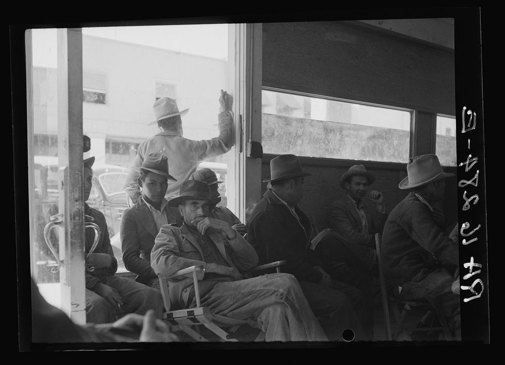 Waiting for relief checks. Calipatria, California. Sourced from the Library of Congress.