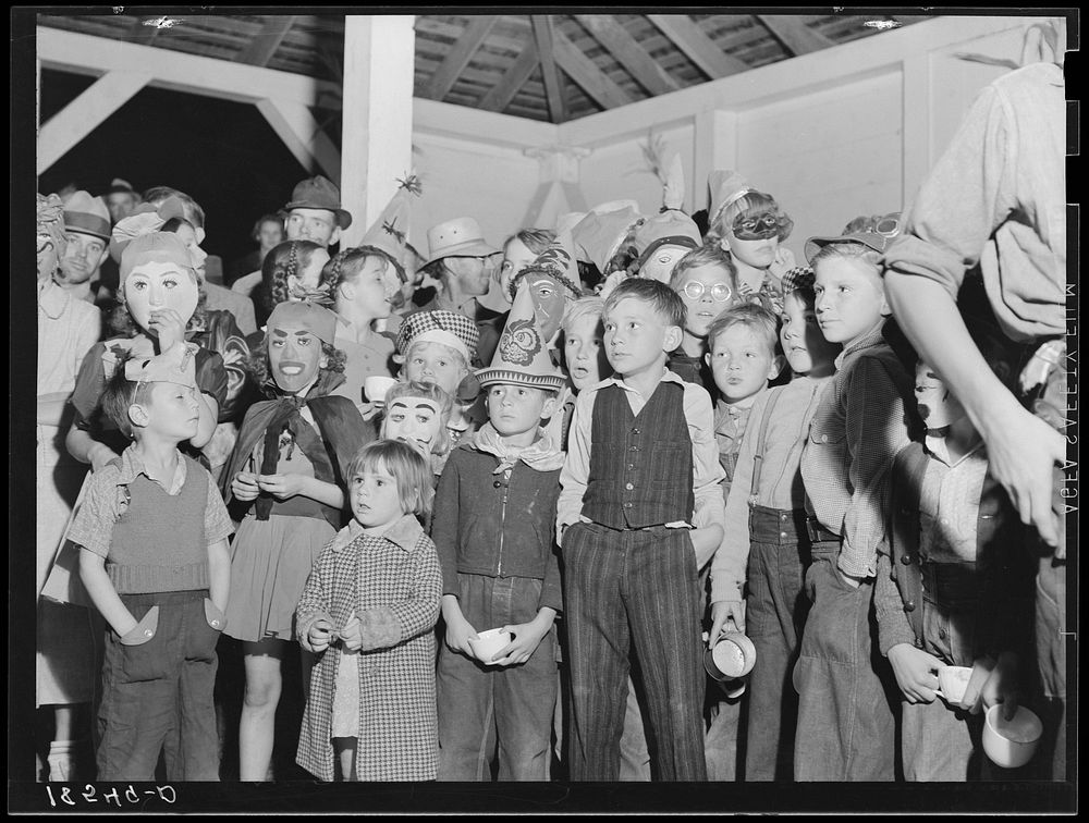 Halloween party at Shafter migrant camp, California by Dorothea Lange