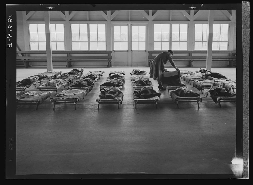 Rest time in nursery school for migrant children at Shafter Camp, California by Dorothea Lange