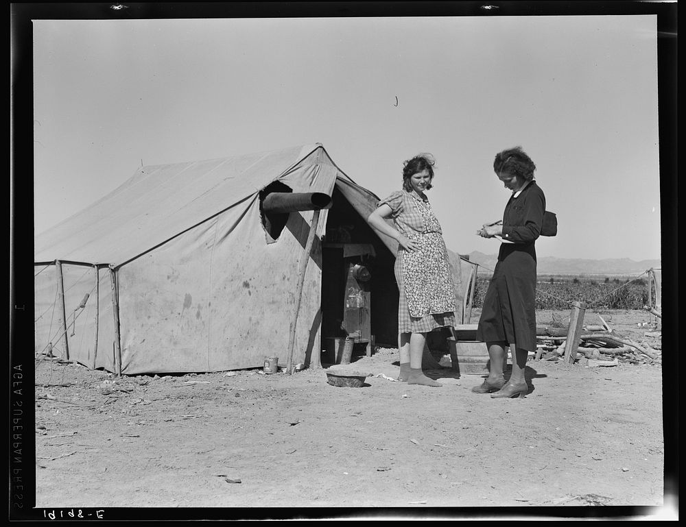 Near Calipatria, Imperial Valley, California. In grower's camp for migrant labor on the edge of the pea fields. Public…