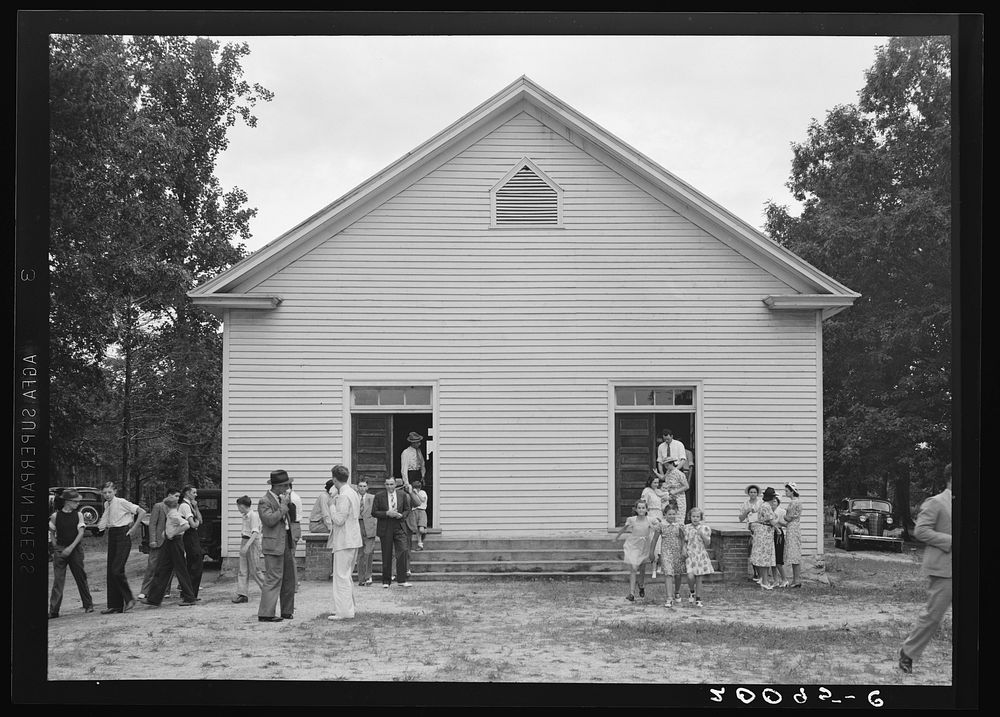 Services are over. Wheeley's Church, Gordonton, Person County, North Carolina. Sourced from the Library of Congress.