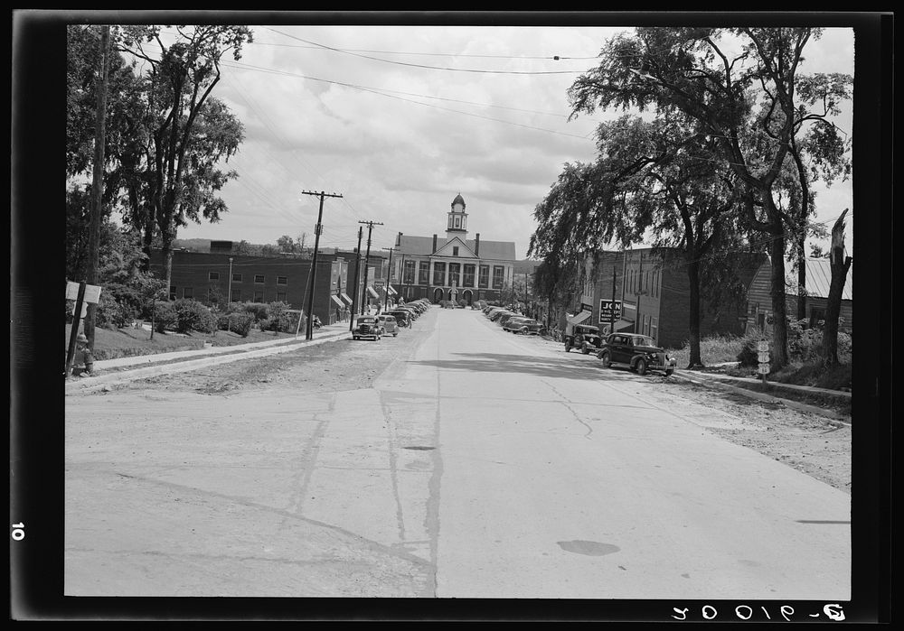 The Chatham County courthouse. Looking down the main street on entering town. Pittsboro, North Carolina. Sourced from the…