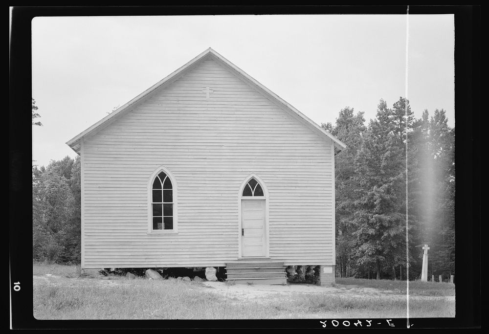 [Untitled photo, possibly related to:  Baptist church. Bushy Fork, North Carolina]. Sourced from the Library of Congress.