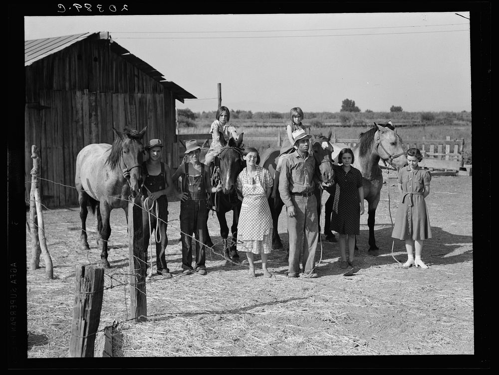 Washington, Yakima Valley, near Wapato. Rural Rehabilitation (Farm Security Administration). Chris Adolf, his wife, six of…
