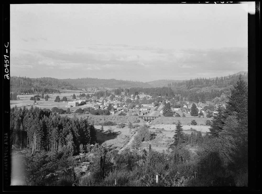 Western Washington, Thurston County, Tenino, Washington. Looking down on western Washington small town. Sourced from the…