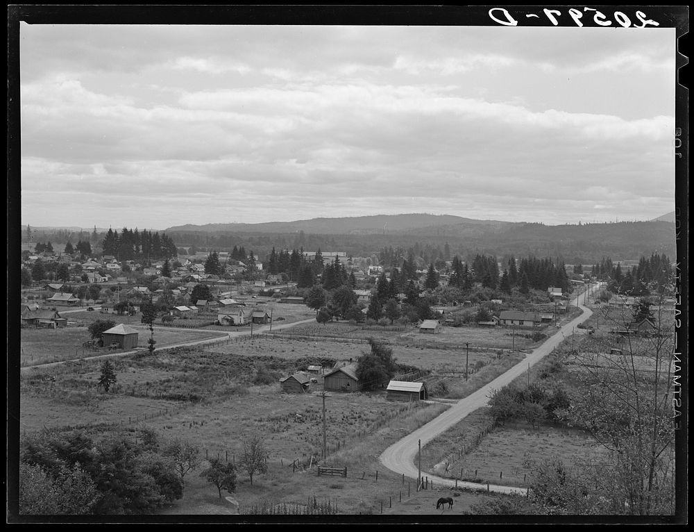 The town of Elma, western Washington. Population 1,545.. Sourced from the Library of Congress.