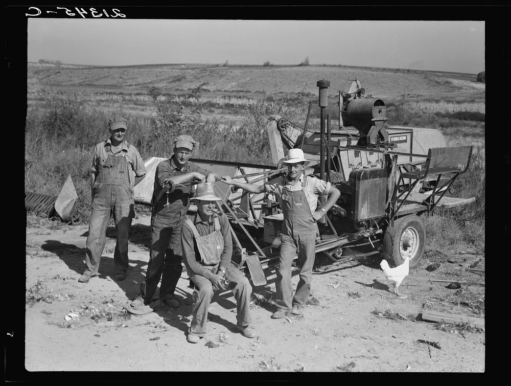 Stephen brothers. Joe, Jim, Eugene, Fred. All from Nebraska. All good farmers. Their combine purchased by FSA (Farm Security…