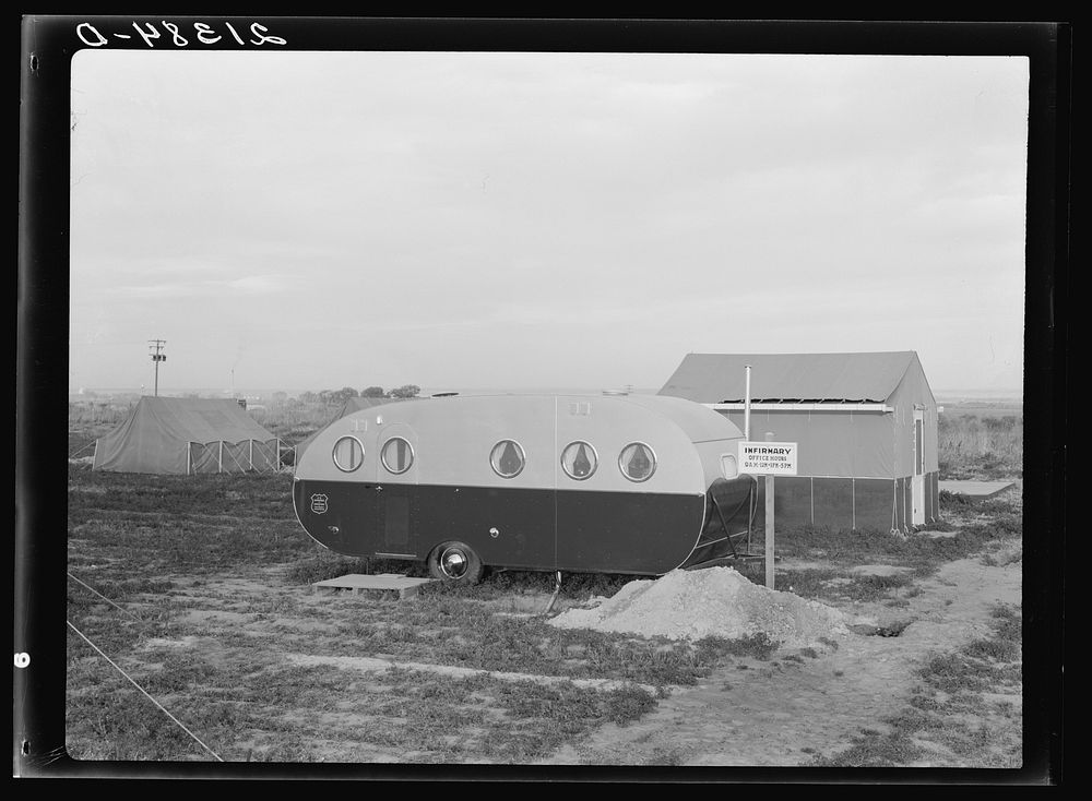 Infirmary. Nyssa farm family labor camp. Mobile unit at opening of beet campaign. Malheur County, Oregon. FSA (Farm Security…