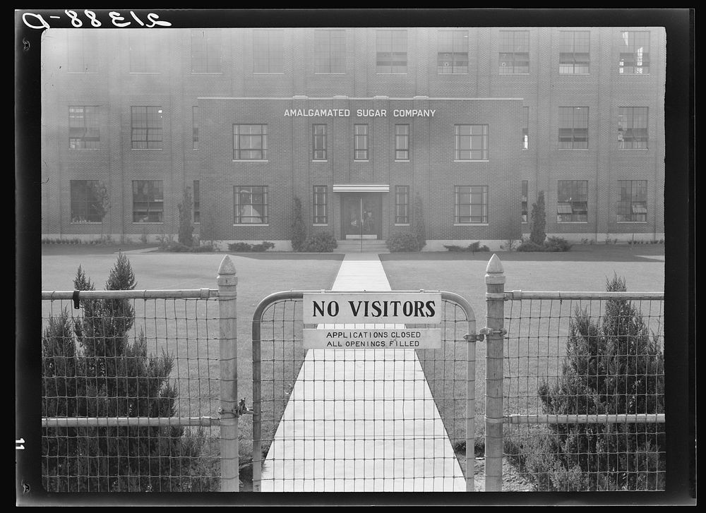 [Untitled photo, possibly related to: Entrance to Amalgamated Sugar Company factory at opening of second beet season. Nyssa…