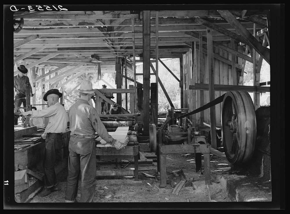 [Untitled photo, possibly related to: The sawmill in operation. It was built by the farmer members of the Ola self-help…
