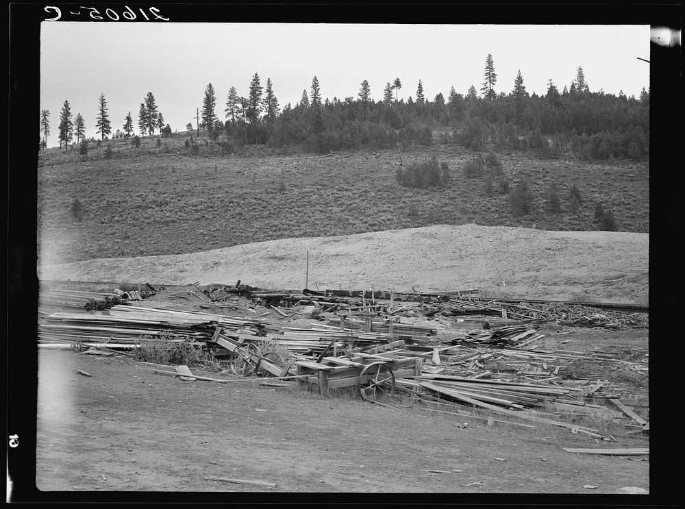 The remains of the sawmill in a deserted mill town. Tamarack, Adams County, Idaho. Sourced from the Library of Congress.