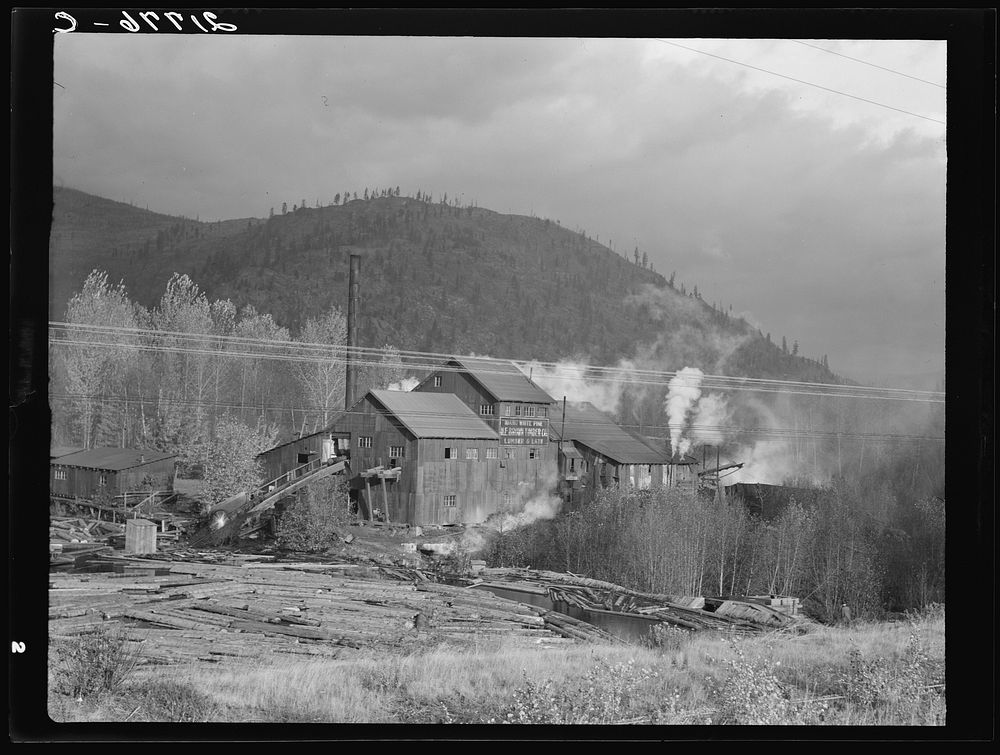 Small private lumber mill still operating in region where large mills have cut out. Boundary County, Idaho. See general…