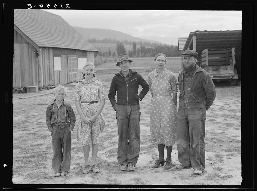 [Untitled photo, possibly related to: Stump farm family and their present home. Boundary County, Idaho. See general caption…